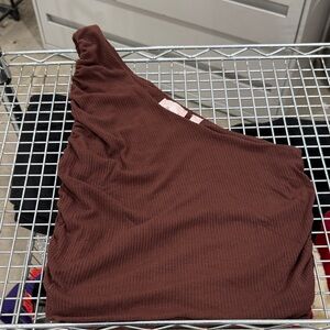 Brown womens 1 shoulder top